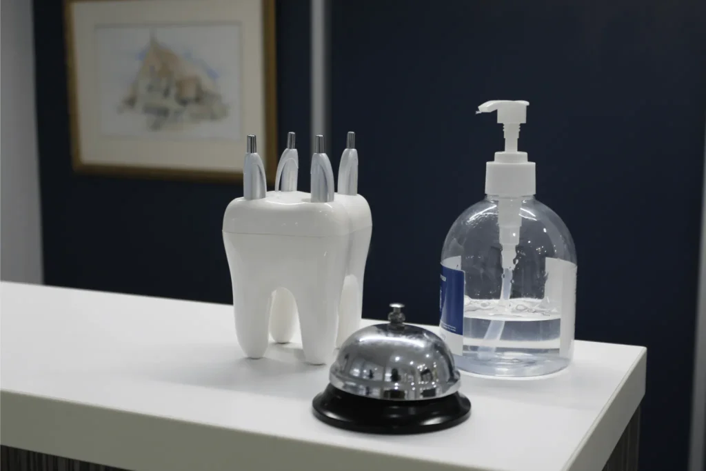 Dental care products for maintaining dental implants, including toothbrush and floss